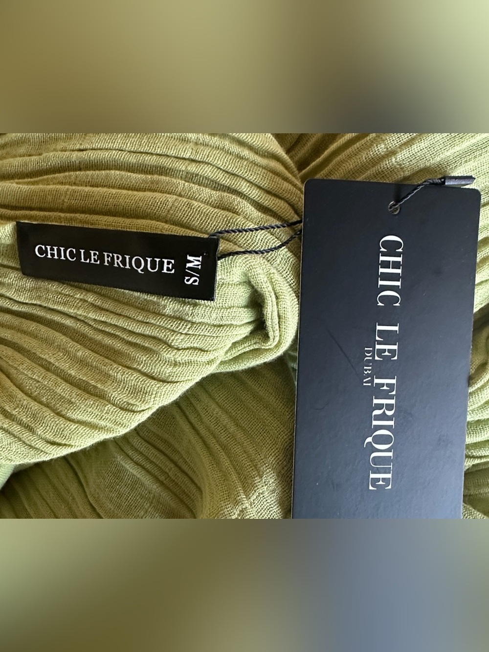 Chic Le Frique Dubai Sage Green Laelia Maxi Dress Organic Cotton S/M - Picture 8 of 8